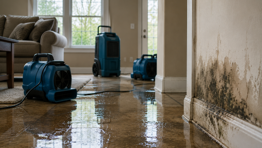 Water damage seattle living room